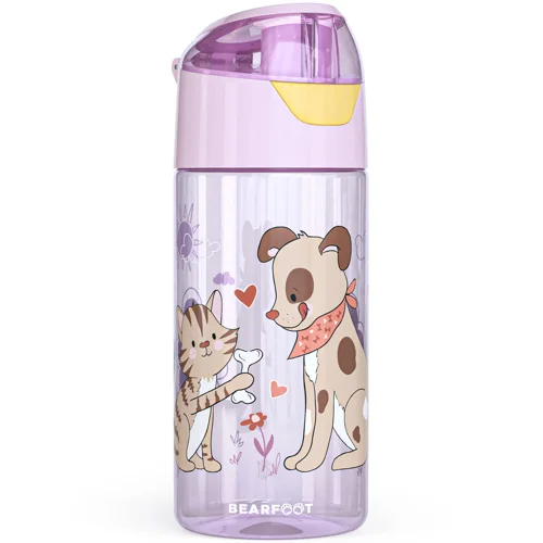 Trinkflasche Kinder, Leichte Wasserflasche - Hund & Katze Pink