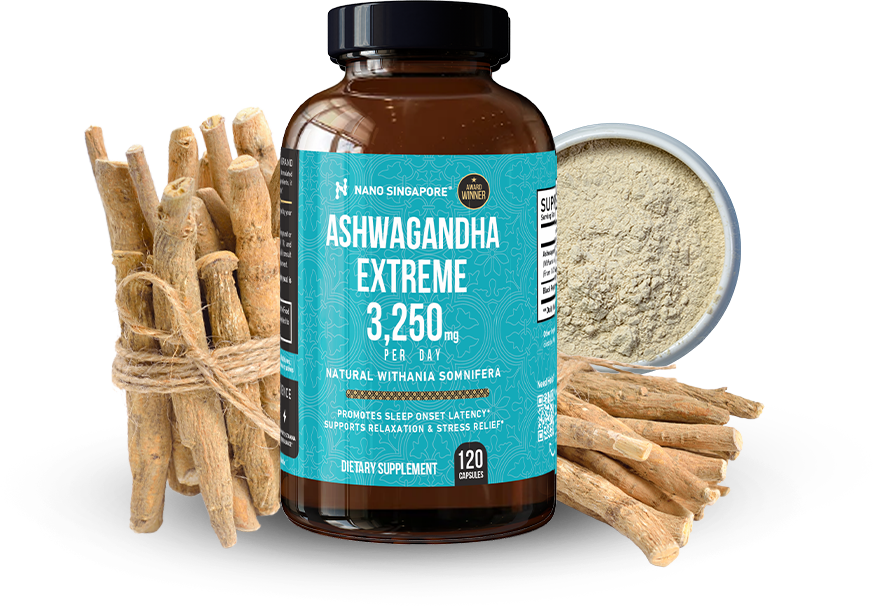 a bottle of the best Ashwagandha Dietary supplement Singapore