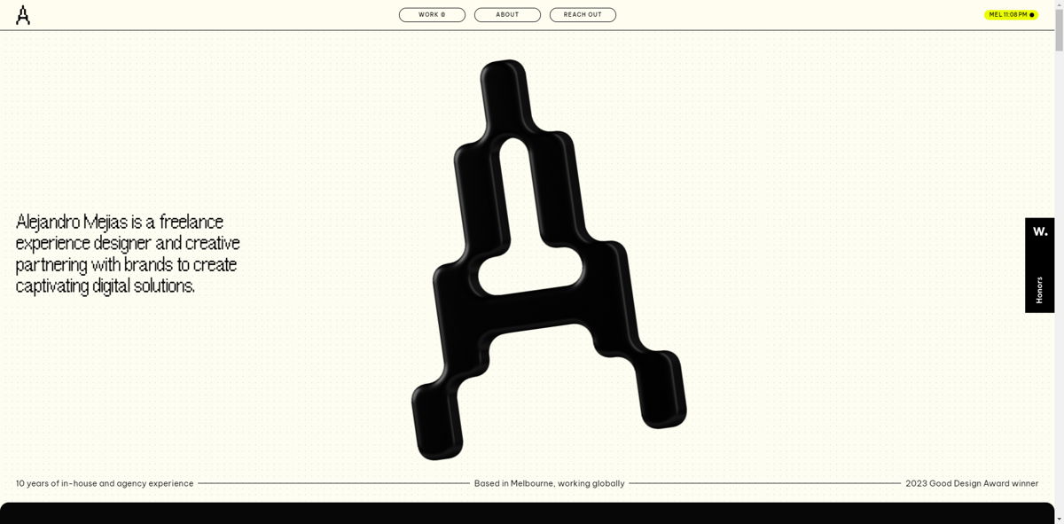 Screenshot of Alejandro Mejias , from the  framer websites collection.