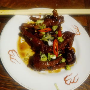 Braised dim sum chicken feet with mushrooms.. Oh the joy of sucking off the rich glutenous skin then spitting out the bones !!!