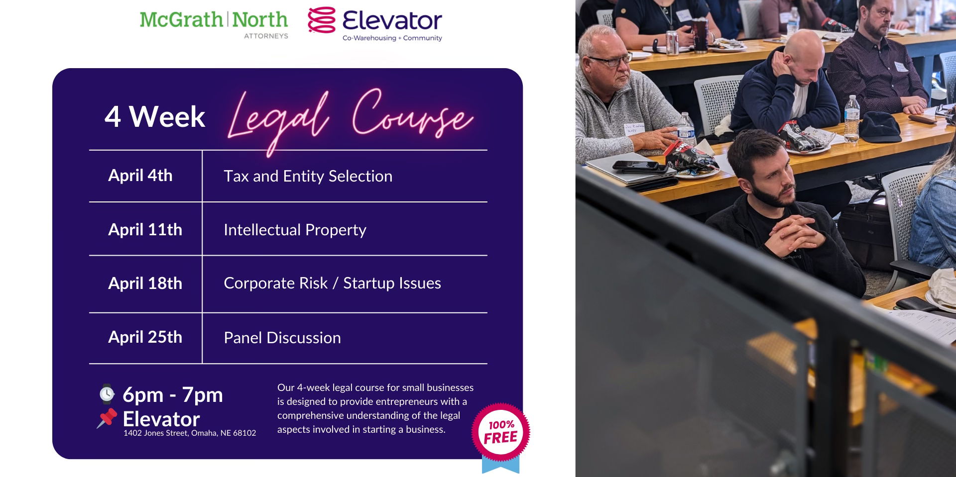 4-Week Legal Course: Powered by McGrath North & Elevator Co-Warehousing  promotional image