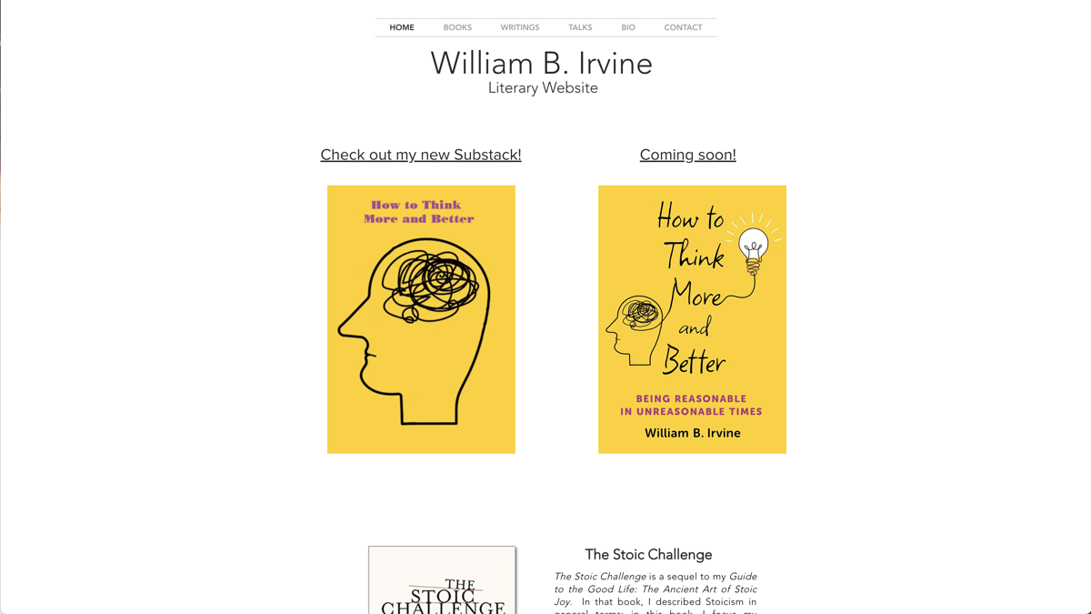 Screenshot of William B. Irvine, from the author websites collection.