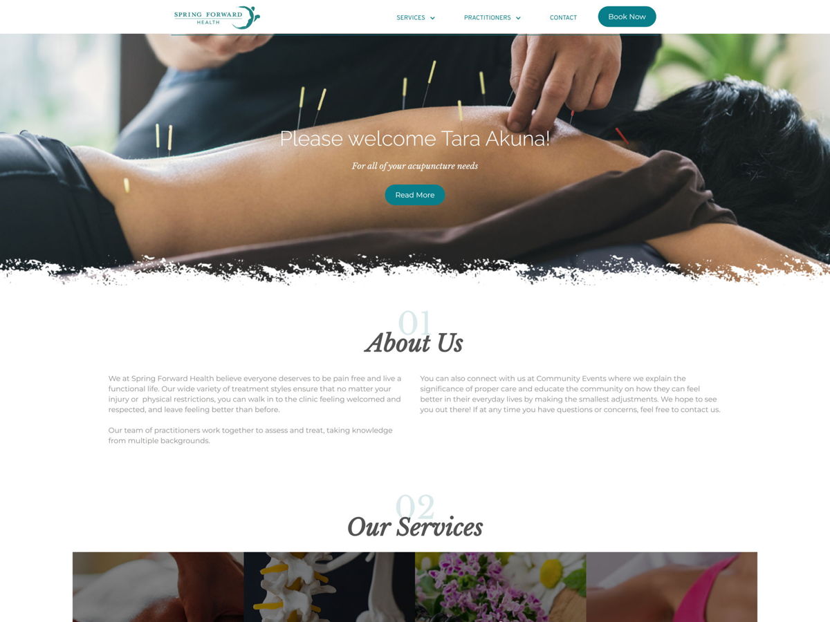 Screenshot of Spring Forward Health, from the chiropractor websites collection.