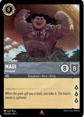 Maui card from Disney's Lorcana: The First Chapter.