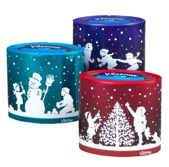 Kleenex Christmas Holiday Tissues Decorator Packages Square, 2 Pack Bundle  Set (Prints Will Vary)
