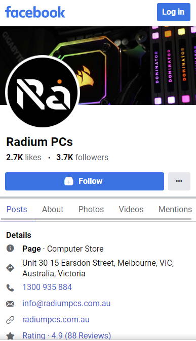 Radium PCs facebook is where you find all our infomation and can speak with a tech! 