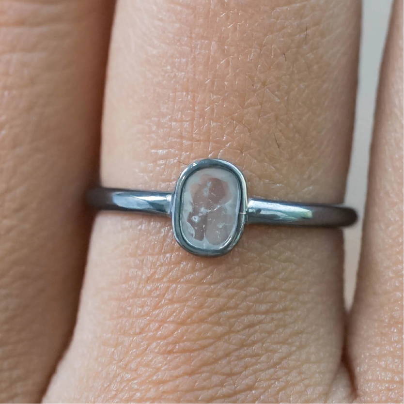 diamond slice ring in black silver