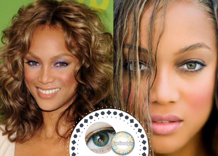 Tyra Banks green contact lenses