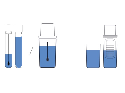 Schema of a tester filled with liquid