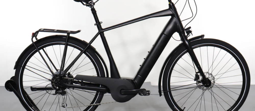 a black Trek Verve+ 3 electric bike