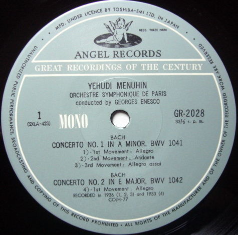 ★Audiophile★ Toshiba EMI / MENUHIN-ENESCO, - Bach Violi...