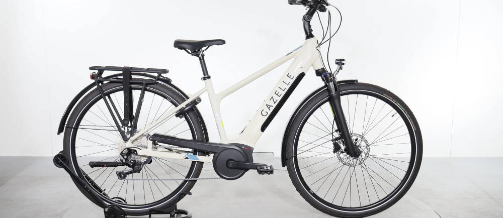 a white gazelle electric city bike