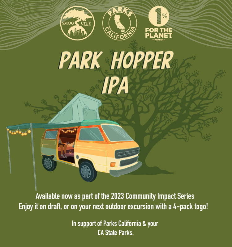 Park Hopper IPA banner 4pack image with glass of beer in support of Parks California