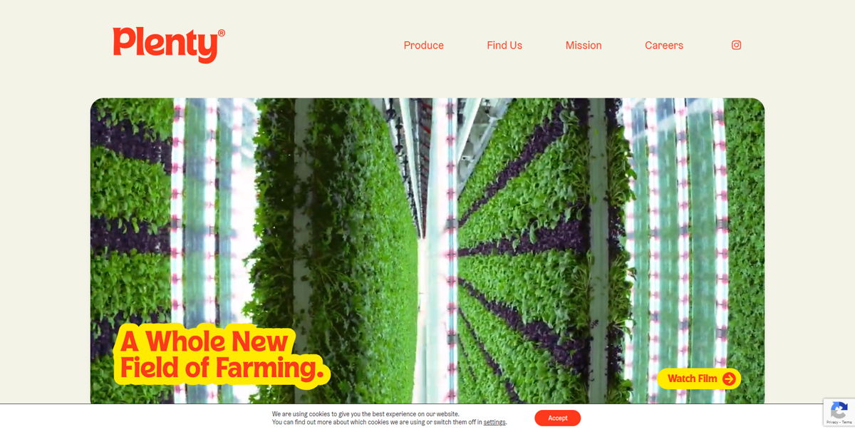 Screenshot of Plenty, from the farm websites collection.