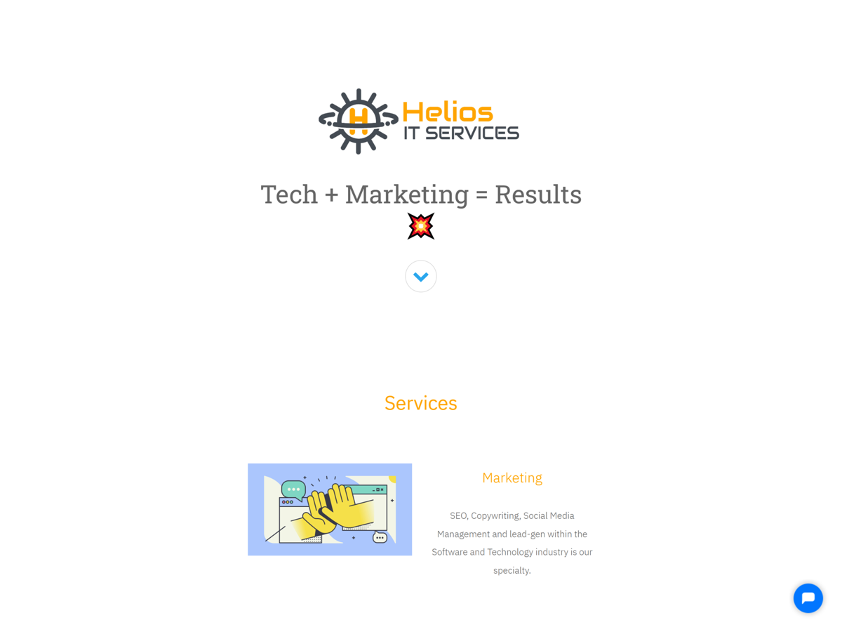 Screenshot of Helios IT Services, from the yellow websites collection.