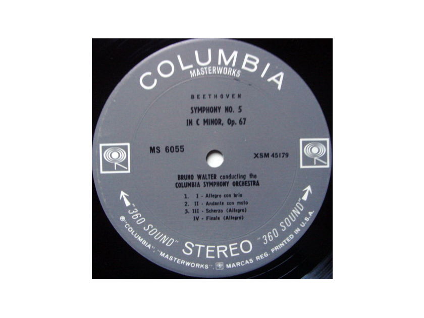 Columbia 2-EYE / BRUNO WALTER, - Beethoven Symphony No.5 & 4, EX!