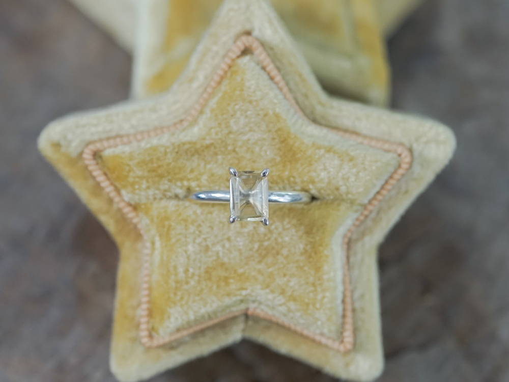 Citrine Ring in Yellow Velvet Star Ring Box
