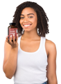 a woman holding a bottle of the best fat burner supplement 