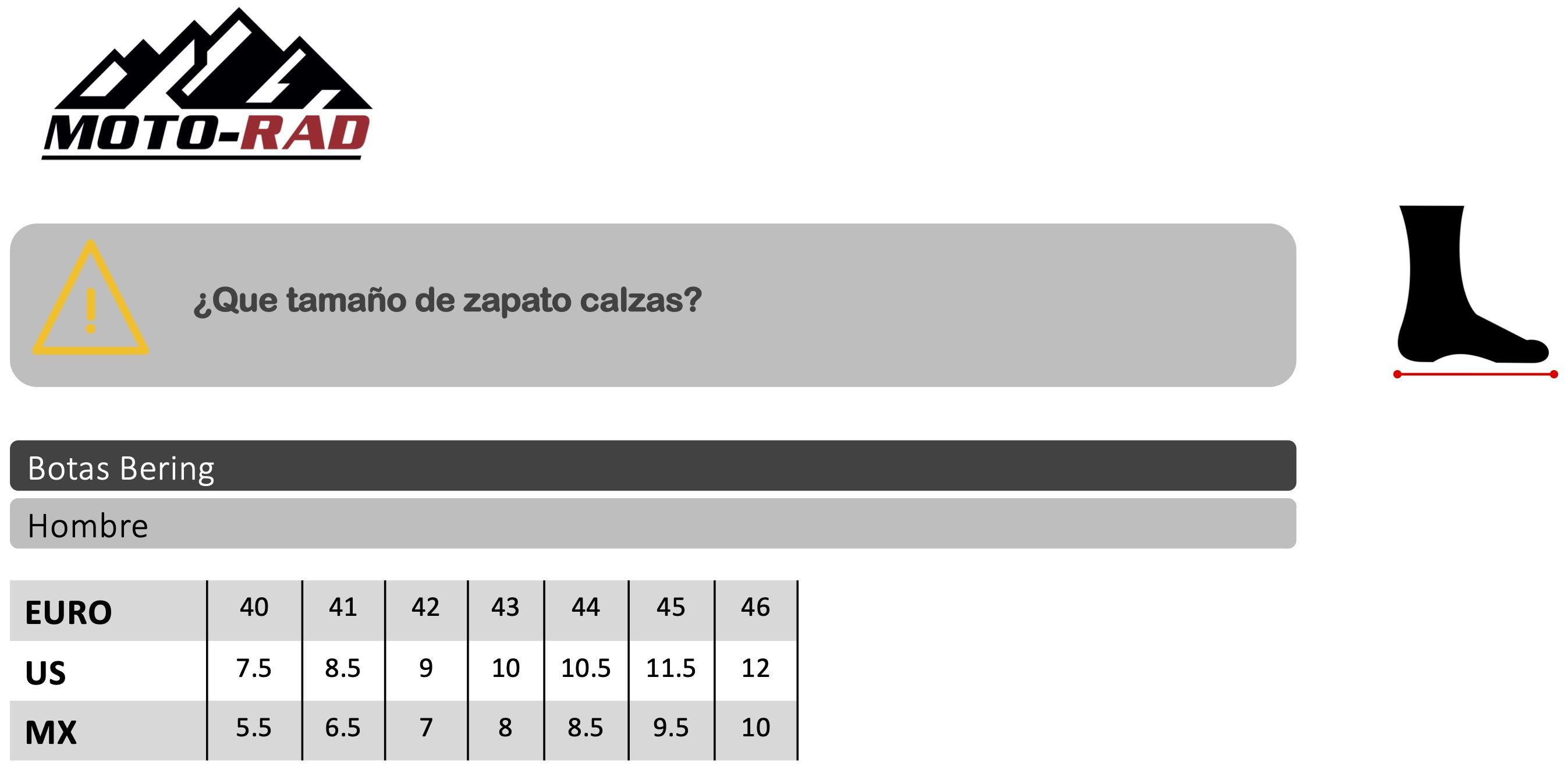 Guia de Tallas Botas Bering