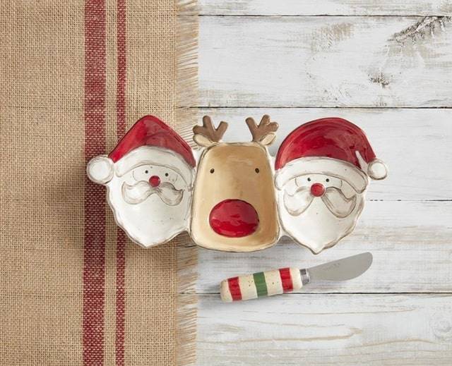 mudpie Christmas santa reindeer dish