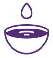 Purple outline of a wax bowl 