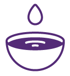 Purple outline of a wax bowl