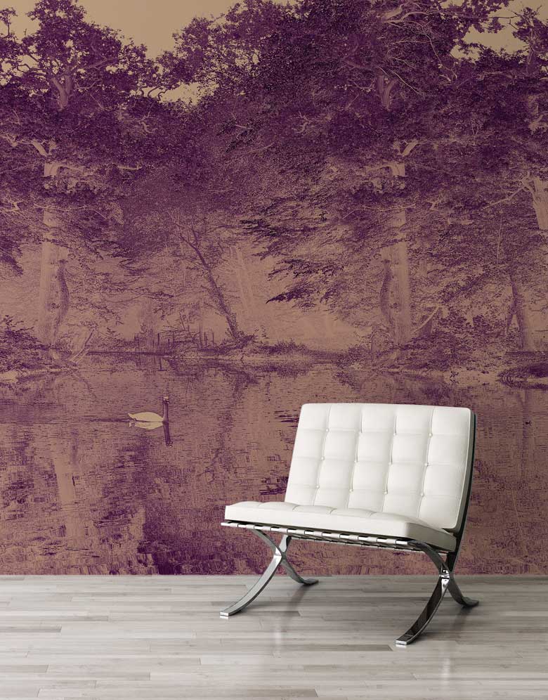 Feathr Purple Toile De Jouy Wallpaper Mural design image