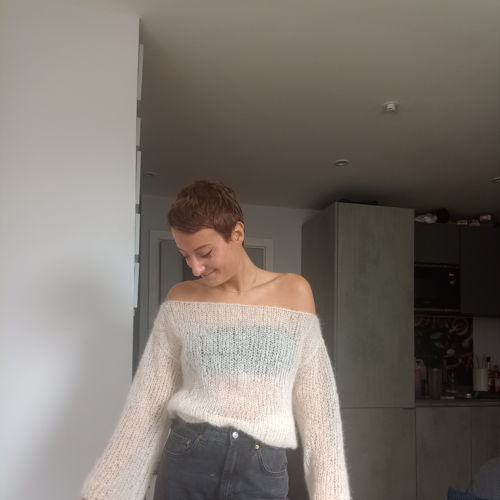 Off the shoulder mohair sweater - knitting pattern