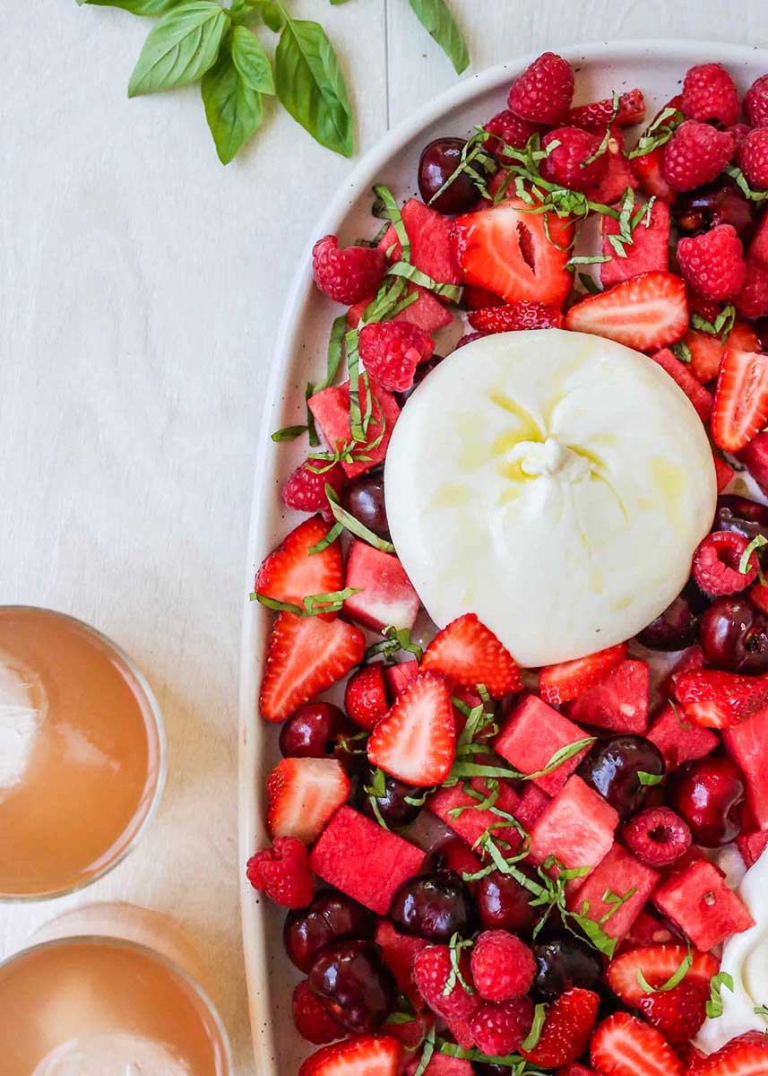 Burrata Berry Watermelon and Cherry Board Recipe by Jacqueline Alwill | Minimax