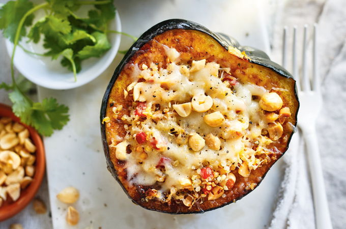 Quinoa and Cheddar Cheese Stuffed Squash