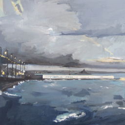 painting of a stormy penzance sea front