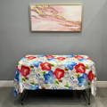 red and blue flowers design tablecloth