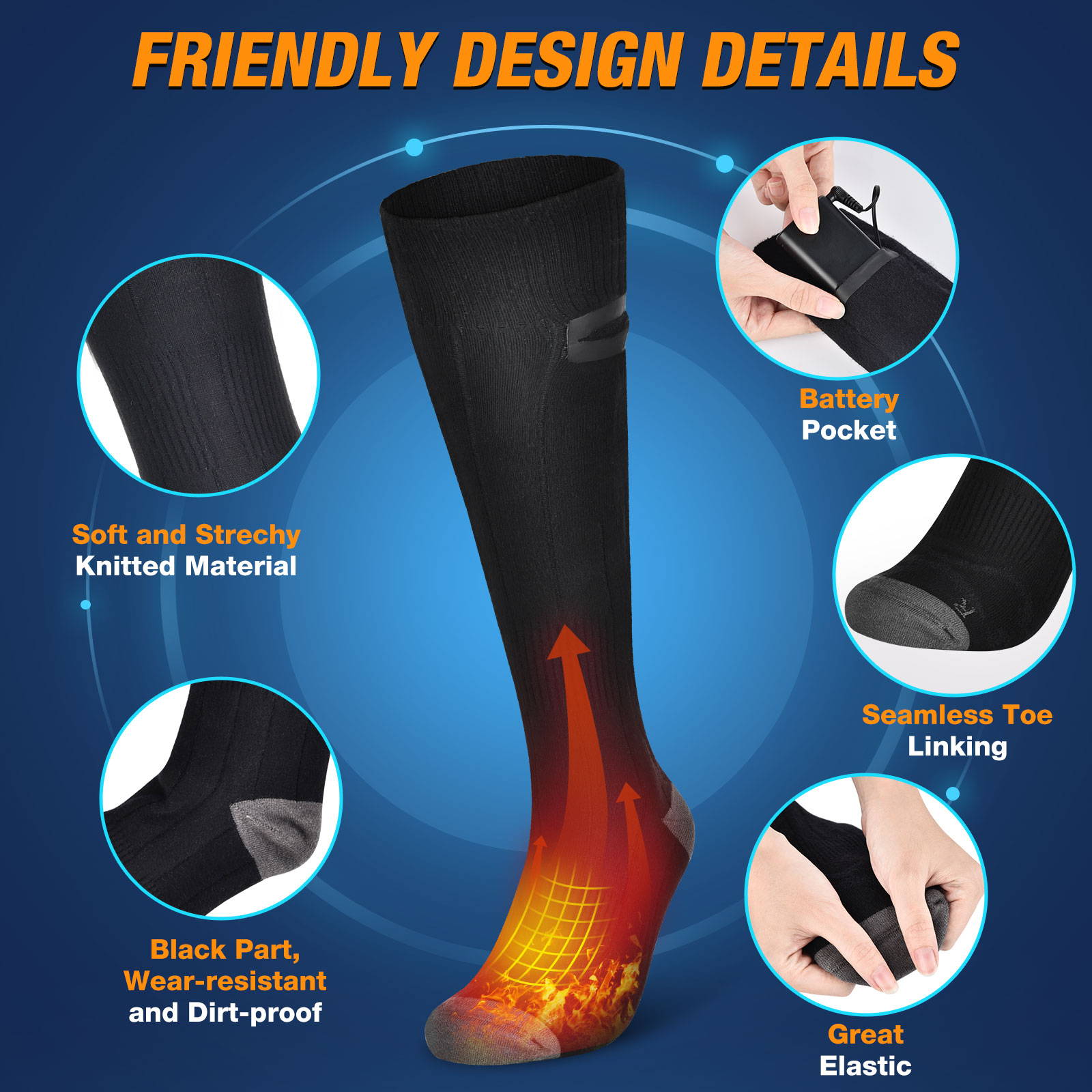 Rechargeable heated socks