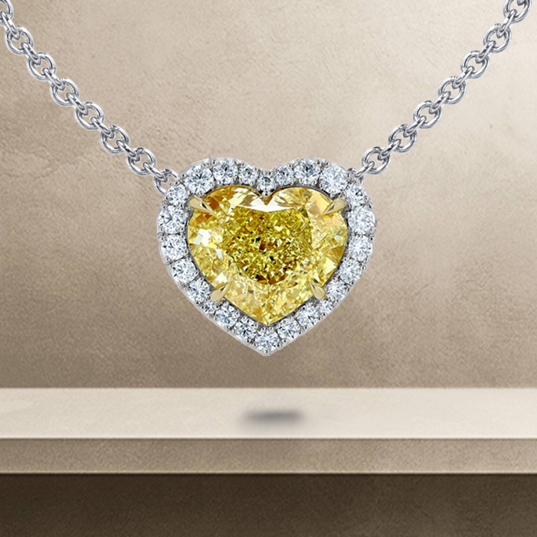 heart shaped yellow diamond necklace