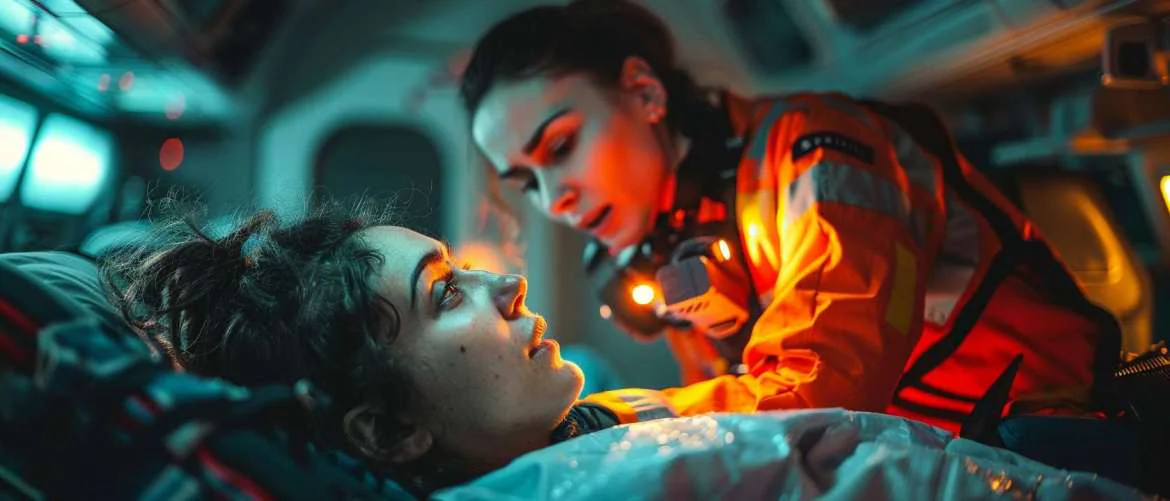 Aeromedical Technician comforts patient, embodying compassion amidst crisis.