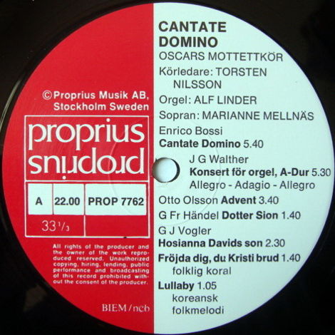 ★Audiophile★ Proprius / NILSSON-LINDER, - Cantate Domin...