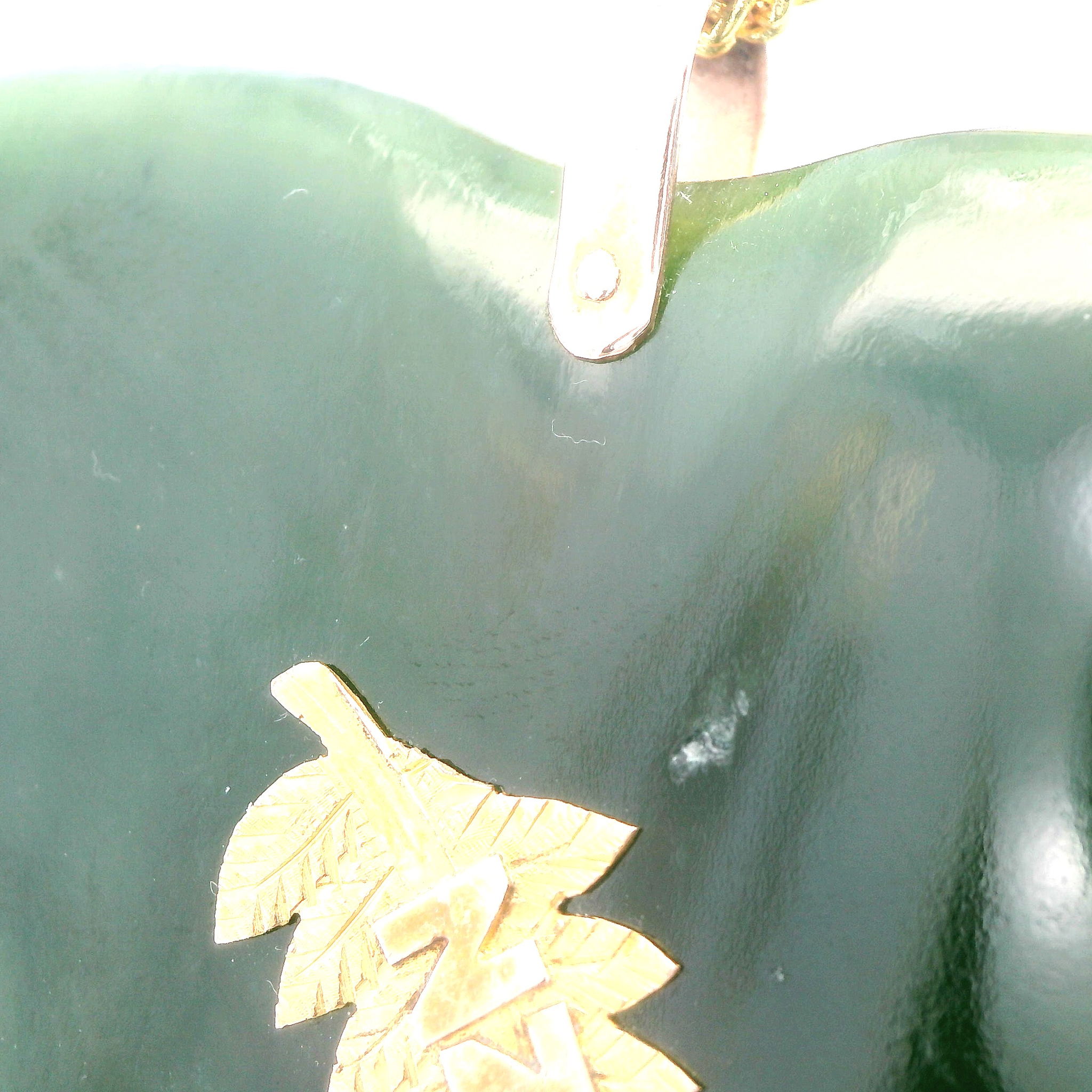 Handmade Yellow Gold Jade Heart Pendant - Image 2