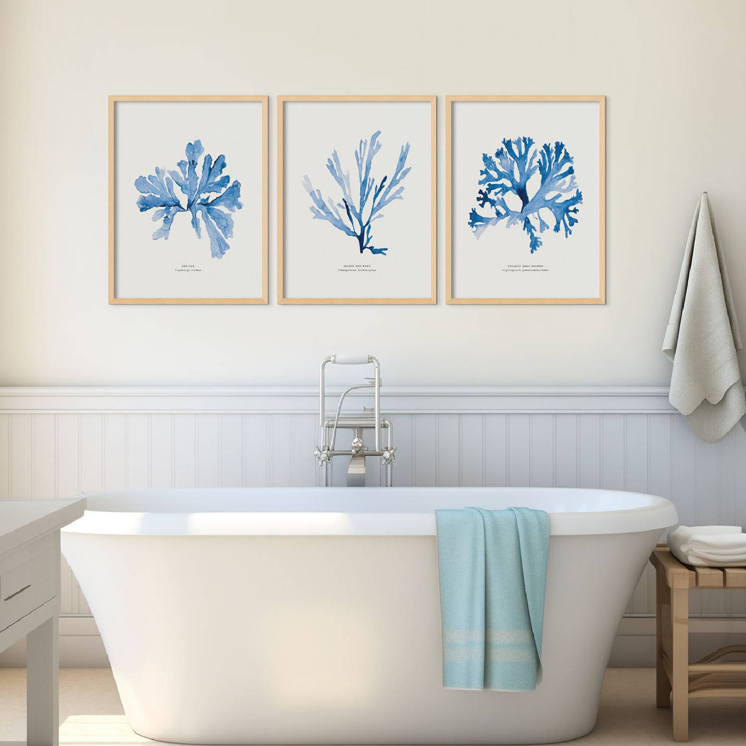 Coastal Art Print in bathroom - bathroom painting