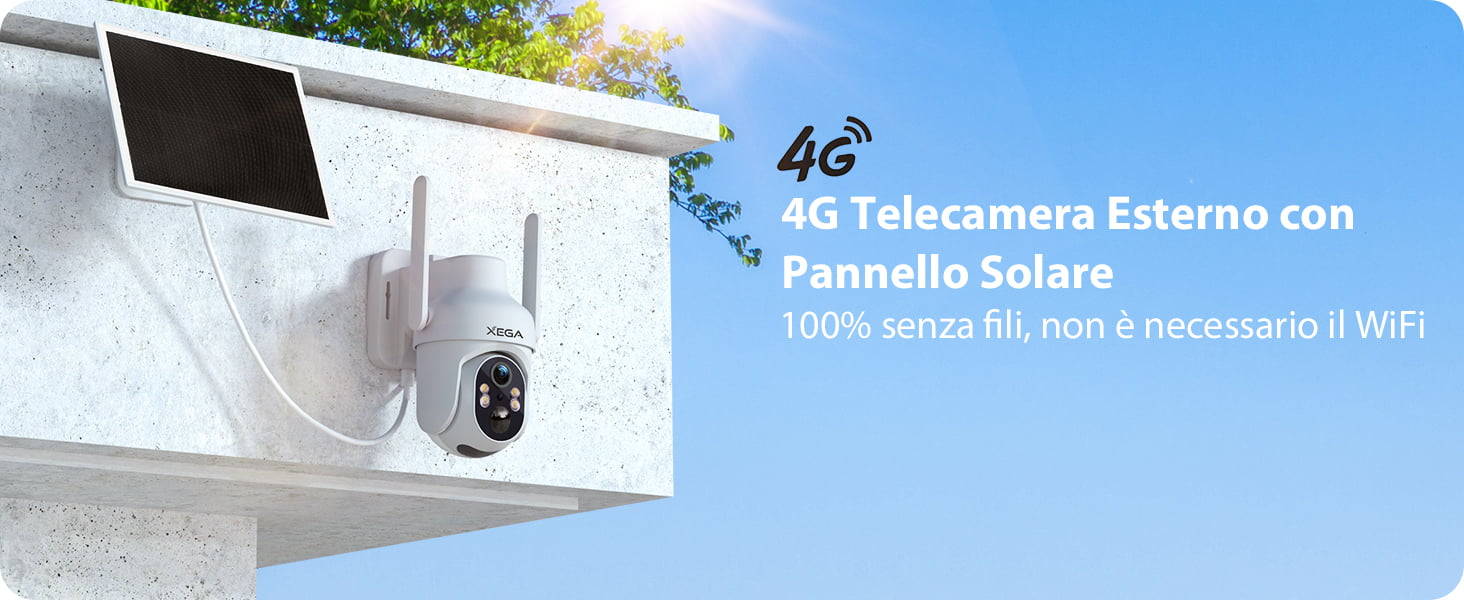 Telecamera Di Sicurezza 4G LTE Con Scheda SIM Inclusa E Pannello Solare – 2K, Visione Notturna