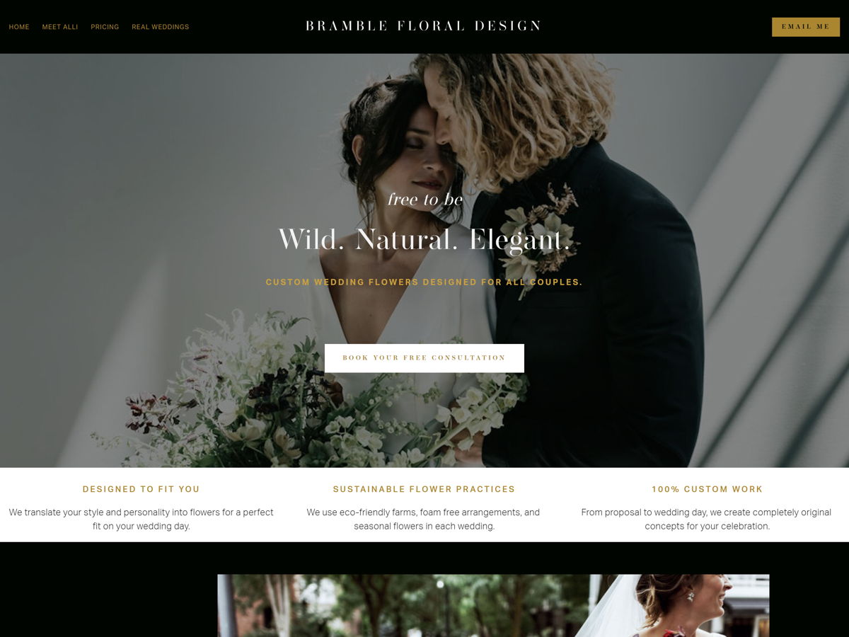 Screenshot of Bramble Floral Design, from the florist & flower shop websites collection.