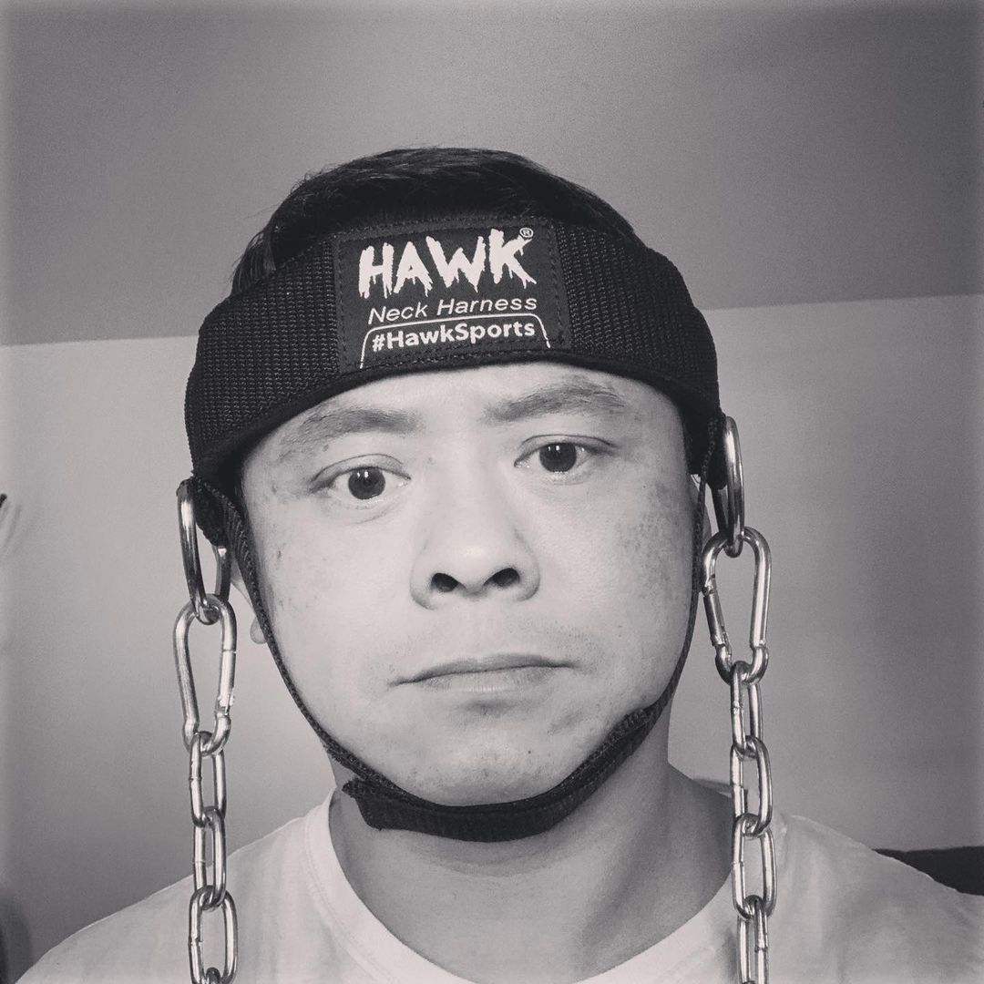 man wearing hawk neck harness man wearing hawk neck harness