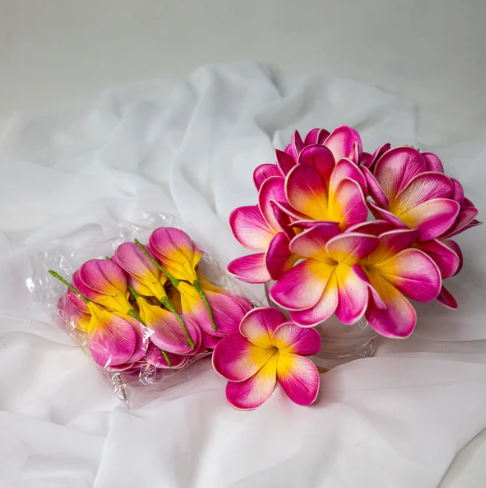 Orchid Frangipani Flowerhead ( 6 Pack )- Realistic Artificial Flowers - Image 2
