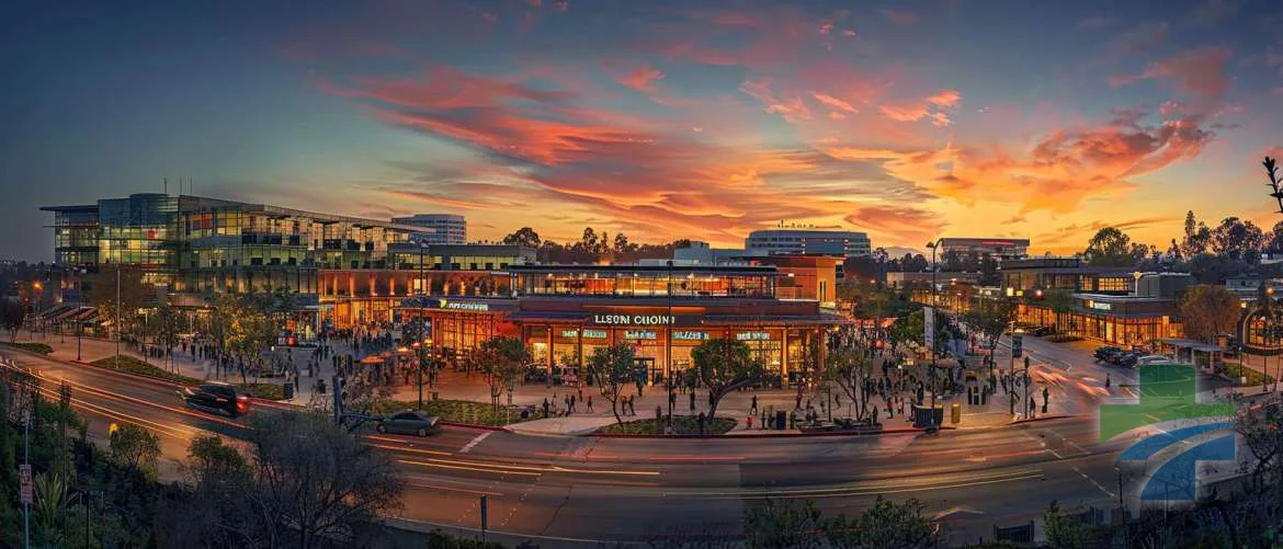 Twilight over Los Angeles healthcare facilities highlights diversity and inclusivity.