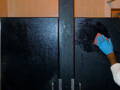 removing graffiti from bathroom stalls using graffiti safewipes
