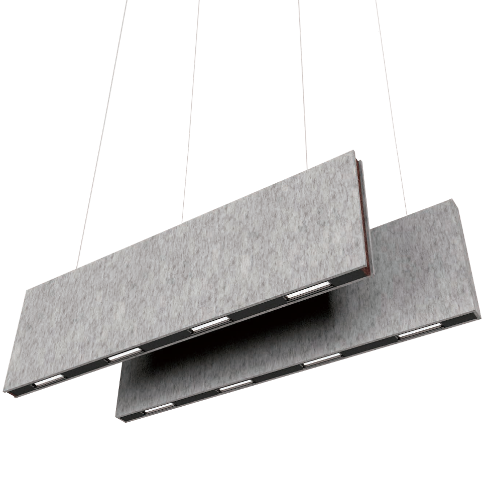 TFT acoustic ceiling light angled grey