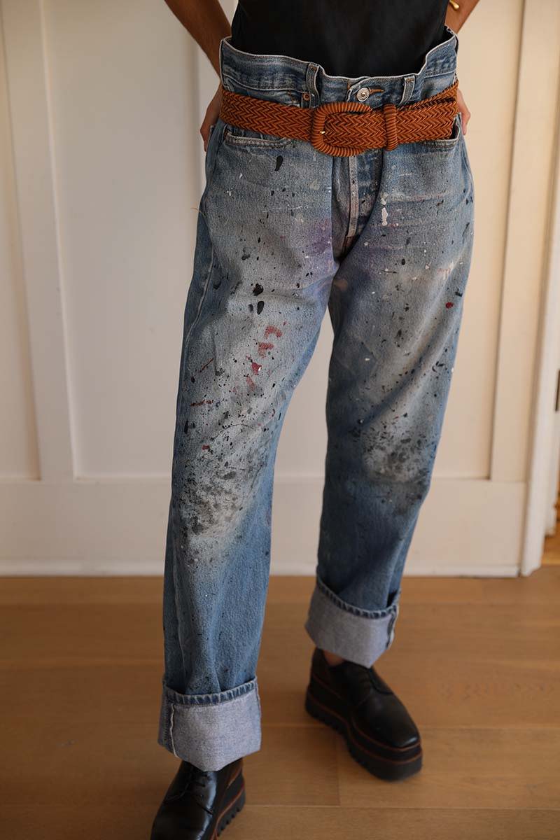 Vintage 503 Levis with paint splattered details 100% cotton origin made in USA