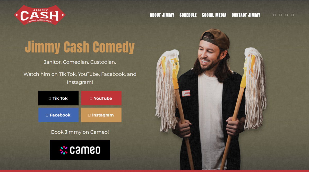 Screenshot of Jimmy Cash, from the stand-up comedian websites collection.