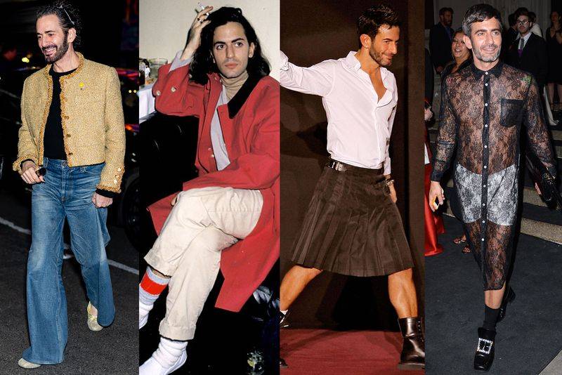 Image may contain: Marc Jacobs, Marc Jacobs, Clothing, Skirt, Person, Adult, Tartan, Footwear, Shoe, Face, and Head