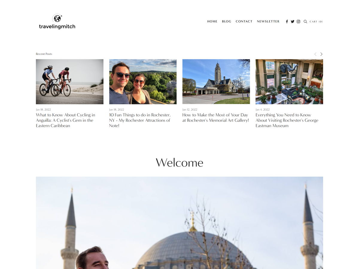 Screenshot of Traveling Mitch, from the blog design examples collection.