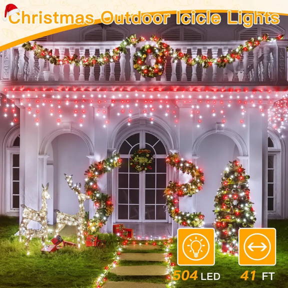 Ollny's 486 leds warm white icicle lights can be connect up 3 sets